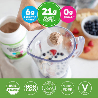 Orgain Organic Vegan Protein Powder Creamy Chocolate Fudge 21g of Plant Based Protein Low Net Carbs Non Dairy Gluten No Sugar Added Soy Kosher NonGMO 2.03 Lb Packaging May Vary