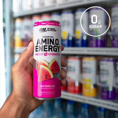 Optimum Nutrition Amino Energy Drink + Electrolytes For Hydration - Sugar Free Amino Acids Bcaa Keto Friendly Sparkling Drink - Watermelon 12 Fl Oz (Pack Of 12) - Packaging May Vary