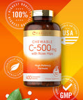 Carlyle Vitamin C 500mg with Rose Hips | 400 Chewable Tablets | Vegetarian | Non-GMO, Gluten Free