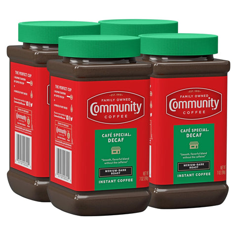 Community Coffee Breakfast Blend Instant Coffee, Medium Roast, 7 oz Jar (Pack of 4)