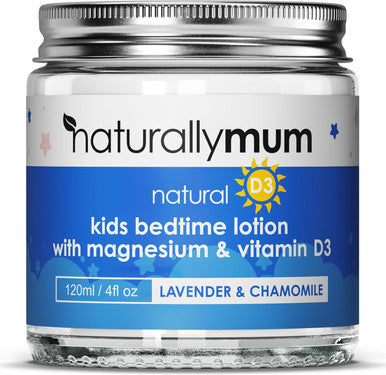 Naturallymum NaturallyMum Kids Magnesium Bedtime Lotion with Vitamin D | Support for Sleep Heart Bone Nerve Gut and Muscle Health | Alternative to Melatonin | Lavender & Chamomile 4.2 fl oz
