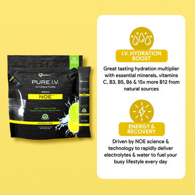 Karamd Pure I.V. + Focus 365 - Special Bundle - Lemon Lime Hydration Packets (16 Sticks) & Powerful Supplement For Memory & Concentration (60 Capsules) - Fuel Your Energy & Concentration Now