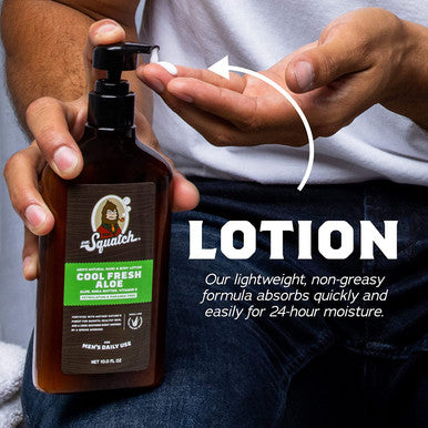 Men's Natural Lotion by Dr. Squatch - Non-Greasy Men's Lotion - 24-hour moisturization hand and body lotion - Made with Shea Butter, Coconut Oil, and Vitamin E - Cool Fresh Aloe and Fresh Falls (2 Pk)