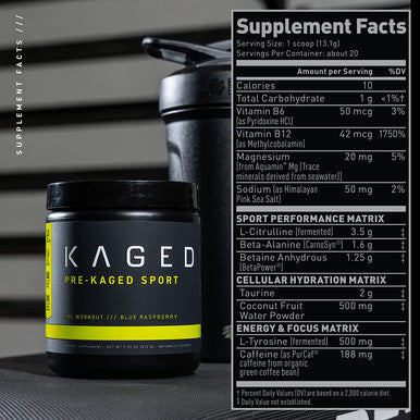 Kaged Muscle Pre Workout Powder Pre Kaged Sport Pre Workout for Men and Women Increase Energ Focus Hydration and Endurance Organic Caffeine Plant Based Citrulline(Blue Razz)