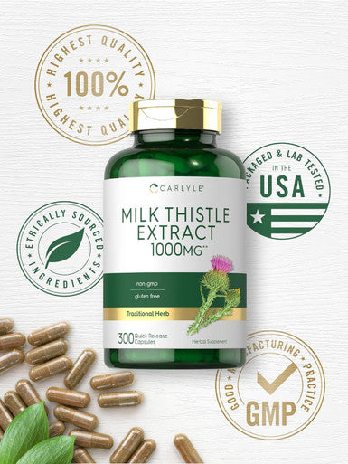 Carlyle Milk Thistle 1000Mg 300 Capsules Non-Gmo, Gluten Extract