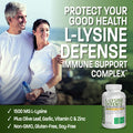 Bronson L-Lysine Defense Immune Support Complex 1500 Mg L-Lysine Plus Olive Leaf, Garlic, Vitamin C And Zinc - Non-Gmo, 250 Vegetarian Capsules