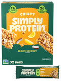 Simply Protein - Crispy Bars Variety Pack, Peanut Butter + Dark Chocolate Almond - Plant Based Protein Bars - 13g Protein, 2g Sugar, 7g Fiber - Vegan, Gluten Free, Non GMO - 16 Bars, 2 Boxes