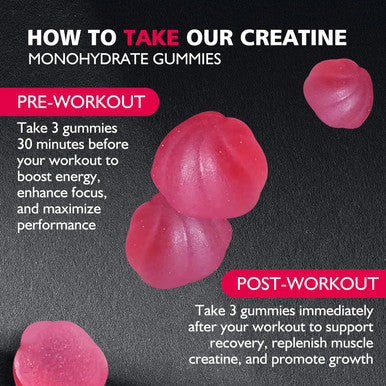 BEAST BITES Nutrition Creatine Monohydrate Gummies for Men & Women - 5g of Creatine Monohydrate per Serving - Sugar Free,Vegan, Raspberry Flavor, 135 Count (45 Servings)