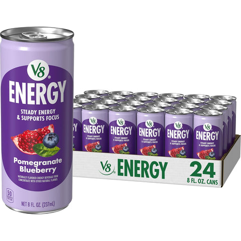 V8 Energy Strawberry Banana Juice Energy Drink, 8 fl oz Can (24 Pack)