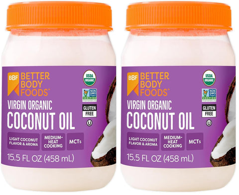 BetterBody Foods Organic Unrefined Coconut Oil - Hair & Skin Moisturizer, Baking & Cooking Oil - Light Aroma and Flavor - Butter Alternative - 56 Fl Oz