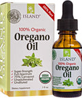 Island Nutrition , Oregano Oil Organic Liquid Drops - 100% Pure & Undiluted - Usda-Certified Organic (1 Oz) 75% Carvacrol - Grown In Spain - Immune Support Supplement With Oil Of Oregano.