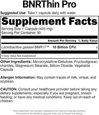 Acebiome BNRThin Pro Probiotic Lactobacillus Gasseri BNR17 10 Billion CFU d Digestive Health 30 Capsules