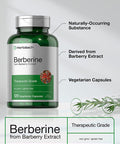 Berberine Supplement 120 Capsules Berberine HCl from Barberry Extract Non-GMO Gluten Free