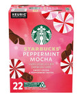 Starbucks K-Cup Coffee Pods, Peppermint Mocha Flavored Coffee for Keurig Brewers, 100% Arabica, 1 Box (22 Pods)