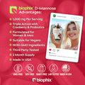 Biophix D-Mannose With Cranberry And Probiotics, D Mannose 1000Mg Capsules Serving - 120 Vcaps - Support Urinary Tract Health For Women And Men, Bladder Health And Digestive Well Being