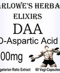 Barlowe's Herbal Elixirs D-Aspartic Acid - 60 600mg VegiCaps - Stearate Free, Glass Bottle!