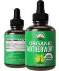 Usda Organic Motherwort Aerial Extract Liquid Drops. Vegan Herbal Supplement, Zero Sugar, Promotes Calm, Relaxation, Menstrual