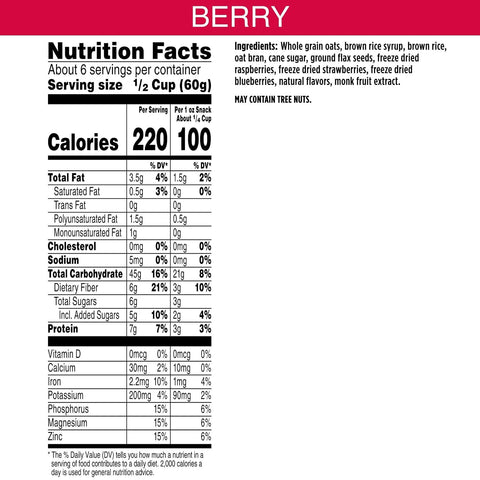 Bear Naked Granola Cereal, Vegan, Breakfast Snacks, Triple Berry Crunch (6 Bags)