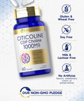 Carlyle Citicoline Cdp Choline 1000Mg 60 Capsules Non-Gmo Gluten Free Supplement