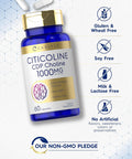 Carlyle Citicoline CDP Choline 1000mg | 60 Capsules | Extra Strength Formula | Non-GMO Gluten Supplement