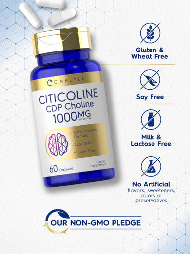 Carlyle Citicoline Cdp Choline 1000Mg 60 Capsules Non-Gmo Gluten Free Supplement