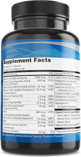 Pure By Nature One-Daily Multivitamin For Men, Immune Support Supplement With Non-Gmo Ingredient, Vitamin & Minerals For Energy, 60 Veggie Capsules
