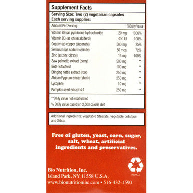 Bio Nutrition Prostate Wellness - Bladder Health - Gluten Free - 60 Vegetarian Capsules (Pack Of 2)