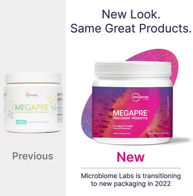 Microbiome Labs MegaPre Gut Health Powder - Powdered Prebiotic Blend - Oligosaccharides for Immune & Digestion Support - Prebiotics Supplement for Adults, Kids - Pineapple Orange Guava Flavor (5.5 oz)