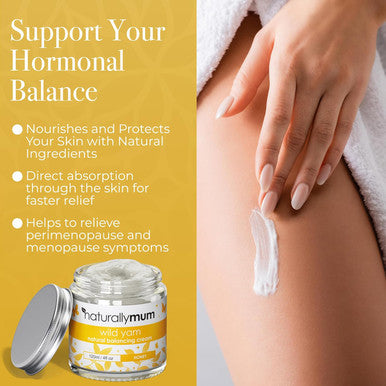 Naturallymum NaturallyMum - Wild Yam Cream for Hormone Balance for Women [Natural] - Support for Womens Perimenopause & Menopause - Wild Yam Balancing Cream - Wild Yam Hormone Cream for Women - Honey - Made in UK