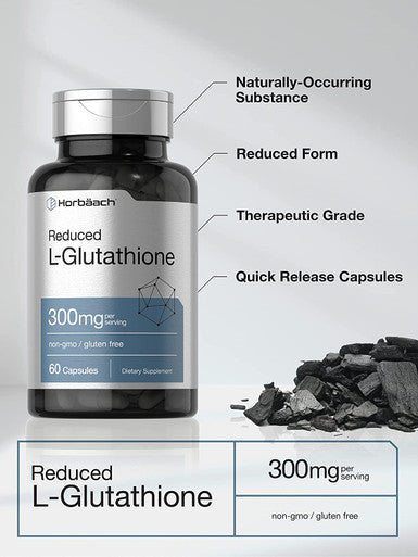 L-Glutathione | 300mg | 60 Capsules | Non-GMO & Gluten Free Supplement | Reduced Form | by Horbaach