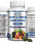 YUMMYVITE Fruit And Veggie Superfood Greens - 28 Fruits And Vegetables Incl. Alfalfa, Barley Grass, Spirulina, Beet Root, Tart Cherry, Concentrated Natural Antioxidants- 60 Tablets