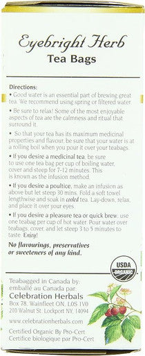 Organic Eyebright Herb Tea 24 Bags By Celebration Herbals