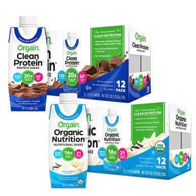 Orgain Organic Nutritional Shake Sweet Vanilla Bean Meal Replacement 16g Protein 11 Ounce 12 Count Grass Fed Clean Protein Shake Creamy Chocolate Fudge Meal Replacement 11 oz 12 Count
