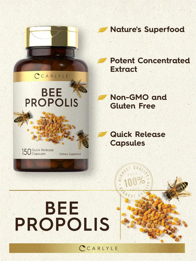 Carlyle Bee Propolis Capsules 600mg | 150 Count | Extract Supplement | Non-GMO Gluten