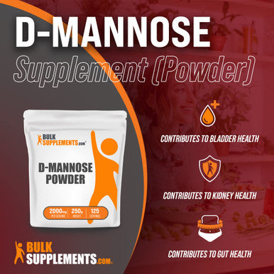 BulkSupplements D-Mannose Powder - D-Mannose Supplement for Urinary Tract Support - Unflavored, - 2000mg , 125 Servings (250 Grams - 8.8 oz)