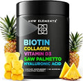 Biotin Gummies with Collagen Vitamin D3 Saw Palmetto and Hyaluronic Acid for Hair Skin and Nails Hair Growth Supplement for Men and Women NonGMO GlutenFree Natural Pineapple Flavor