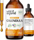 Wild & Organic Calendula Tincture - Concentrated Calendula Flowers Extract Drops - 168 Servings - Vegan Alcohol Free Calendula Herb Supplement - 4 Fl Oz