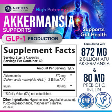 Akkermansia Probiotic With Prebiotic Fiber - Akkermansia Muciniphila Glp-1 Probiotics For Women & Men - Digestive, Gut, Overall Health & Immune Support, Third-Party Tested, Gluten-- 120 Capsules