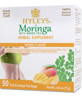Hyleys Moringa Oleifera and Green Tea Mango Flavor - 50 Tea Bags - Superfood Miracle Tree Tea with Dried Moringa Oleifera Leaves