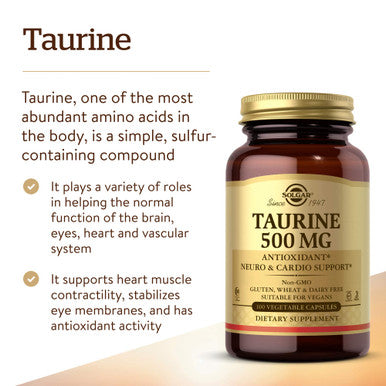 Solgar Taurine 500 Mg 100 Vegetable Capsules