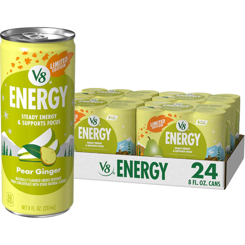 V8 Energy Strawberry Banana Juice Energy Drink, 8 fl oz Can (24 Pack)