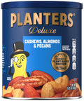 PLANTERS Deluxe Unsalted Mixed Nuts, Plant Based Protein, 15.25 Oz (1 Ct) | Mixed Nuts: Cashews, Almonds, Brazil Nuts, Pistachios, Pecans. Snacks for Adults. Resealable Canister. Party Snack