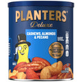 PLANTERS Deluxe Unsalted Mixed Nuts, Plant Based Protein, 15.25 Oz (1 Ct) | Mixed Nuts: Cashews, Almonds, Brazil Nuts, Pistachios, Pecans. Snacks for Adults. Resealable Canister. Party Snack