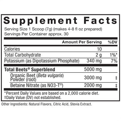 Force Factor Total Beets Drink Mix Superfood Powder with Nitrates to Support Circulation Blood Flow Nitric Oxide Energy Endurance and Stamina Cardiovascular Heart Health Supplement 30 Servings