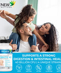 Renew Actives Probiotic 40 Billion Cfu Supplement - Double Strength High Potency For Health & Favourable Gut Flora - Daily Support For Both Men And Women Digestive Health - 60 Capsules