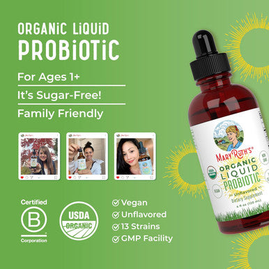 Maryruth Organics USDA Organic Liquid Probiotic by | Digestive Health | Gut Health | Probiotics for Women | Probiotics for Men | Probiotics for Kids | Acidophilus Probiotic | Vegan | Non-GMO | 40 Servings