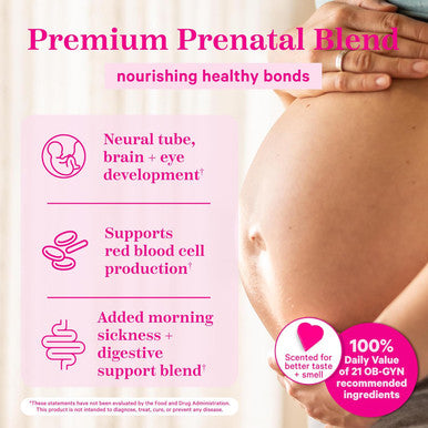 Pink Stork Premium Prenatal Vitamin for Women - Organic Whole-Food Ingredients Multivitamin & Probiotics - Morning Sickness Digestion & Energy - Folate B6 & Iron - 60 Capsules