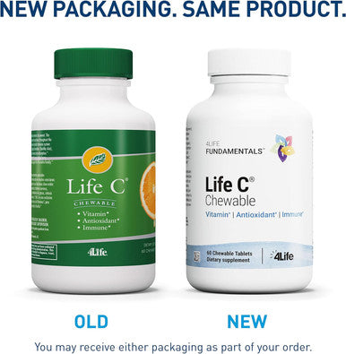 4Life Life C - Features 7 Active Forms of Natural Vitamin C for Immune Support Increased Nutrient Absorption and Antioxidant Benefits - Citrus Flavor - 60 Chewable Tablets