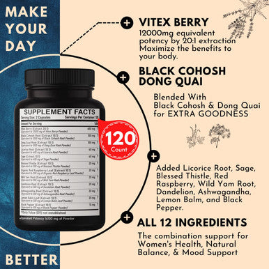 12In1 Vitex Berry [Chaste Tree] Supplement For Women