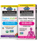 Garden of Life Children & Women Probiotic Bundle: Dr. Formulated Kids+ Berry Cherry Probiotics 5 Billion Cfu 30 Chewables + Once Daily Women S Probiotics 50 Billion Cfu - 30 Capsules Shelf Stable